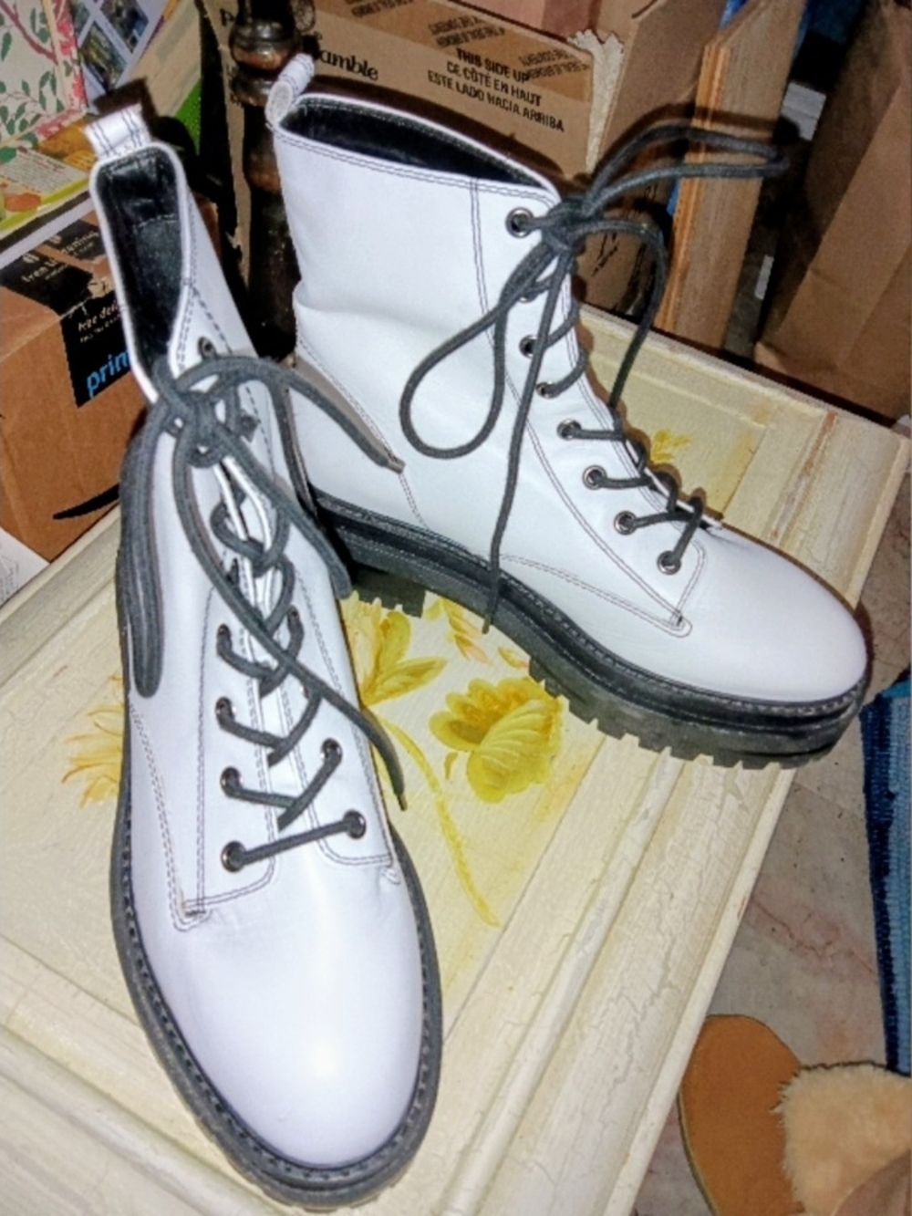 White Combat Boots NWOT